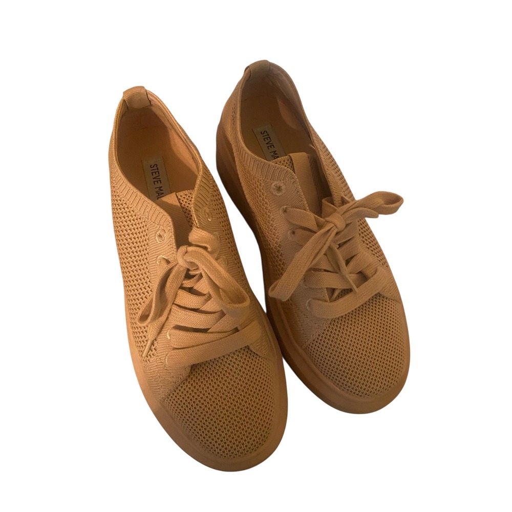 Steve Madden Women's Knit Sneakers Comfortable Lightweight Tan Shoes‎